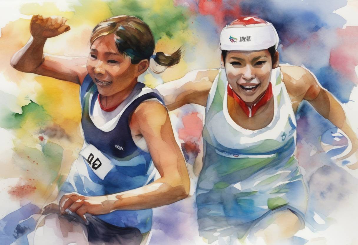 Watercolor painting based depiction of The first-ever Youth Olympic Games opened in Singapore, featuring athletes aged 14 to 18 from around the world. (2010)