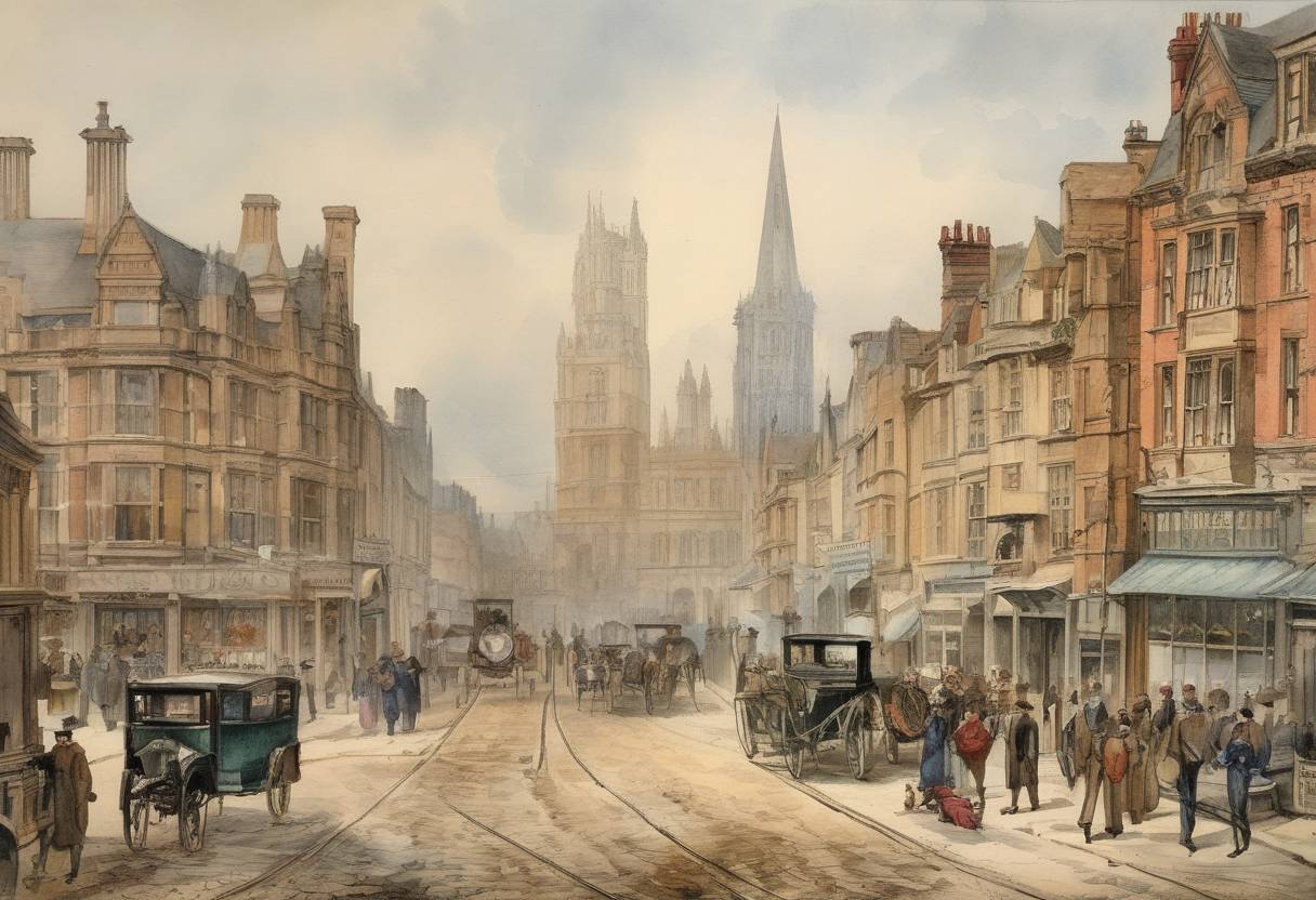 Watercolor painting based depiction of The first volume (A to Ant) of the Oxford English Dictionary is published. (1884)