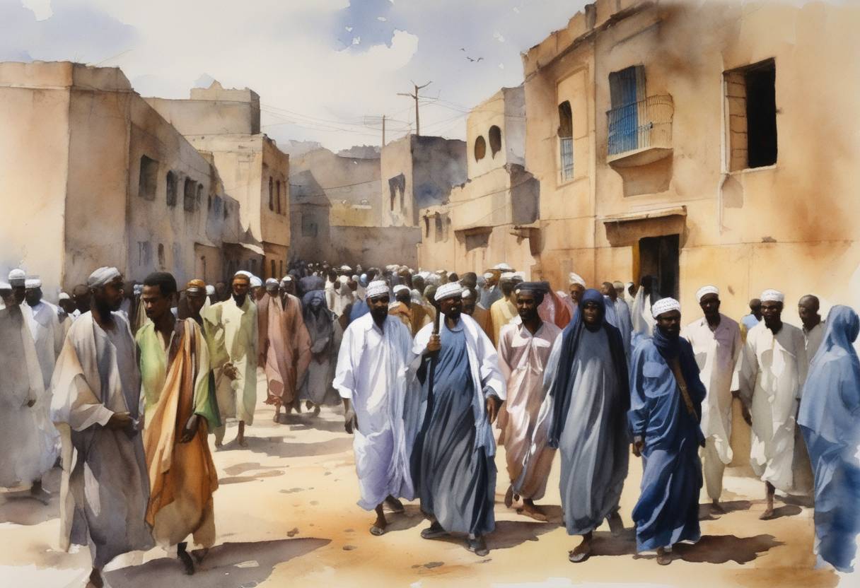 Watercolor painting based depiction of The Union of Islamic Courts captures Baidoa, a major city in Somalia, marking a significant gain in territory and power in the region during the Somali Civil War. (2006)
