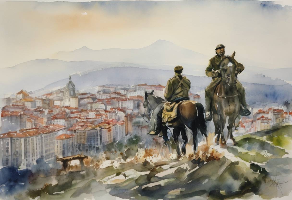 Watercolor painting based depiction of The militant group ETA announces a permanent ceasefire after decades of armed struggle for Basque independence from Spain. (2006)