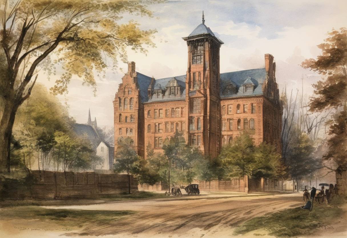 Watercolor painting based depiction of The Yale Daily News was first published, making it the oldest college daily newspaper in the United States. (1878)