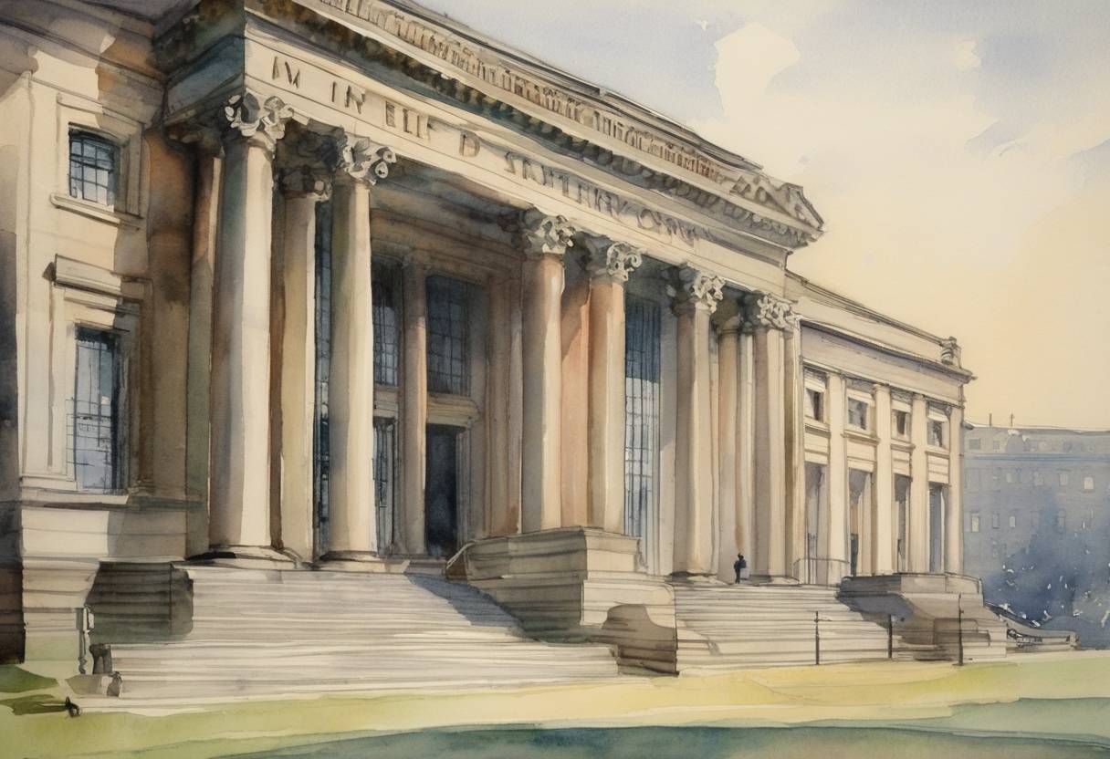 Watercolor painting based depiction of The International Monetary Fund (IMF) began its financial operations. (1947)