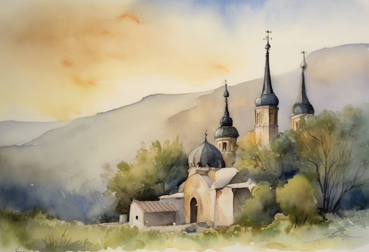 Watercolor painting based depiction of VIII Román pápa beiktatásra került a Santa Cecilia templomban, Rómában, IV. Konrád alatt. (1031)