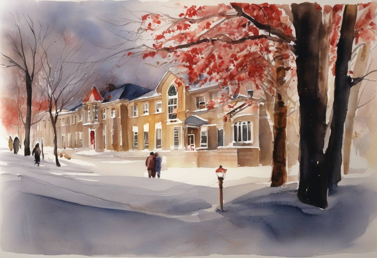 Watercolor painting based depiction of The Canadian government officially declares December 6 as the National Day of Remembrance and Action on Violence Against Women, commemorating the anniversary of the École Polytechnique massacre. (2002)