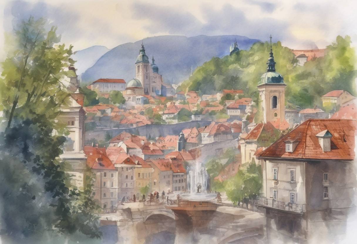 Watercolor painting based depiction of Slovenia and Croatia declared independence from Yugoslavia, marking the beginning of the Yugoslav Wars. (1991)