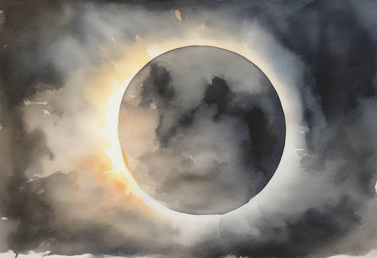 Watercolor painting based depiction of A total solar eclipse, known as the 'Great American Eclipse,' was visible across the contiguous United States, the first such event since 1918. (2017)