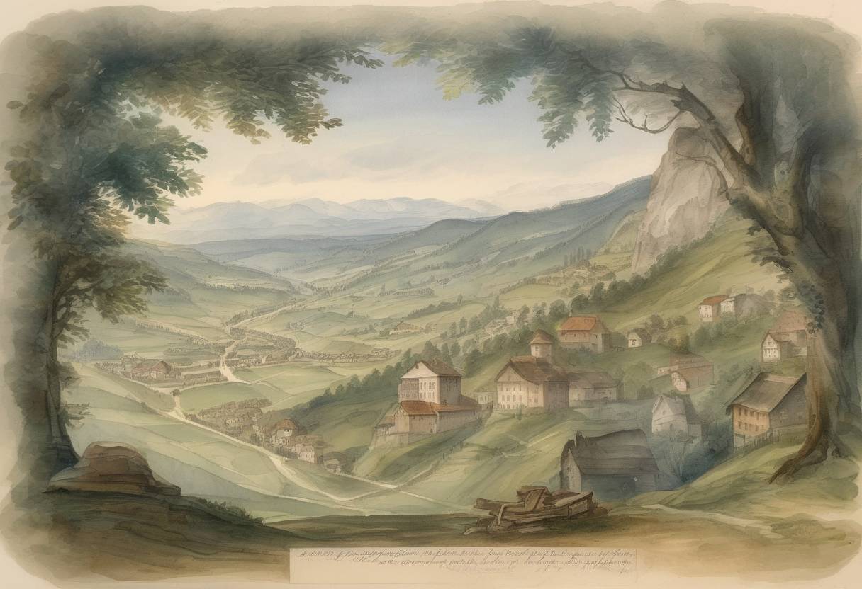 Watercolor painting based depiction of The Swiss canton of Aargau denies citizenship to Jews. (1809)