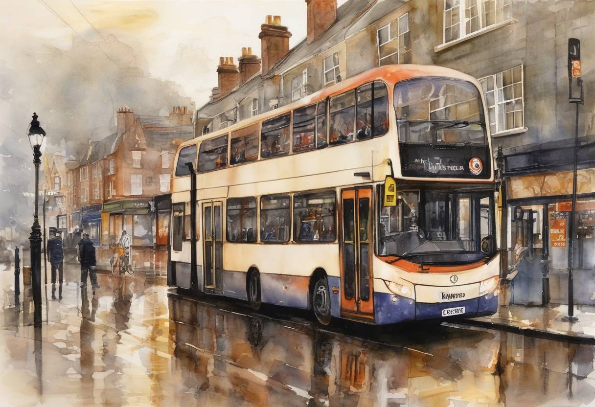 Watercolor painting based depiction of A major power outage affected parts of London and the South East of England, disrupting transport services and causing widespread inconvenience. (2003)