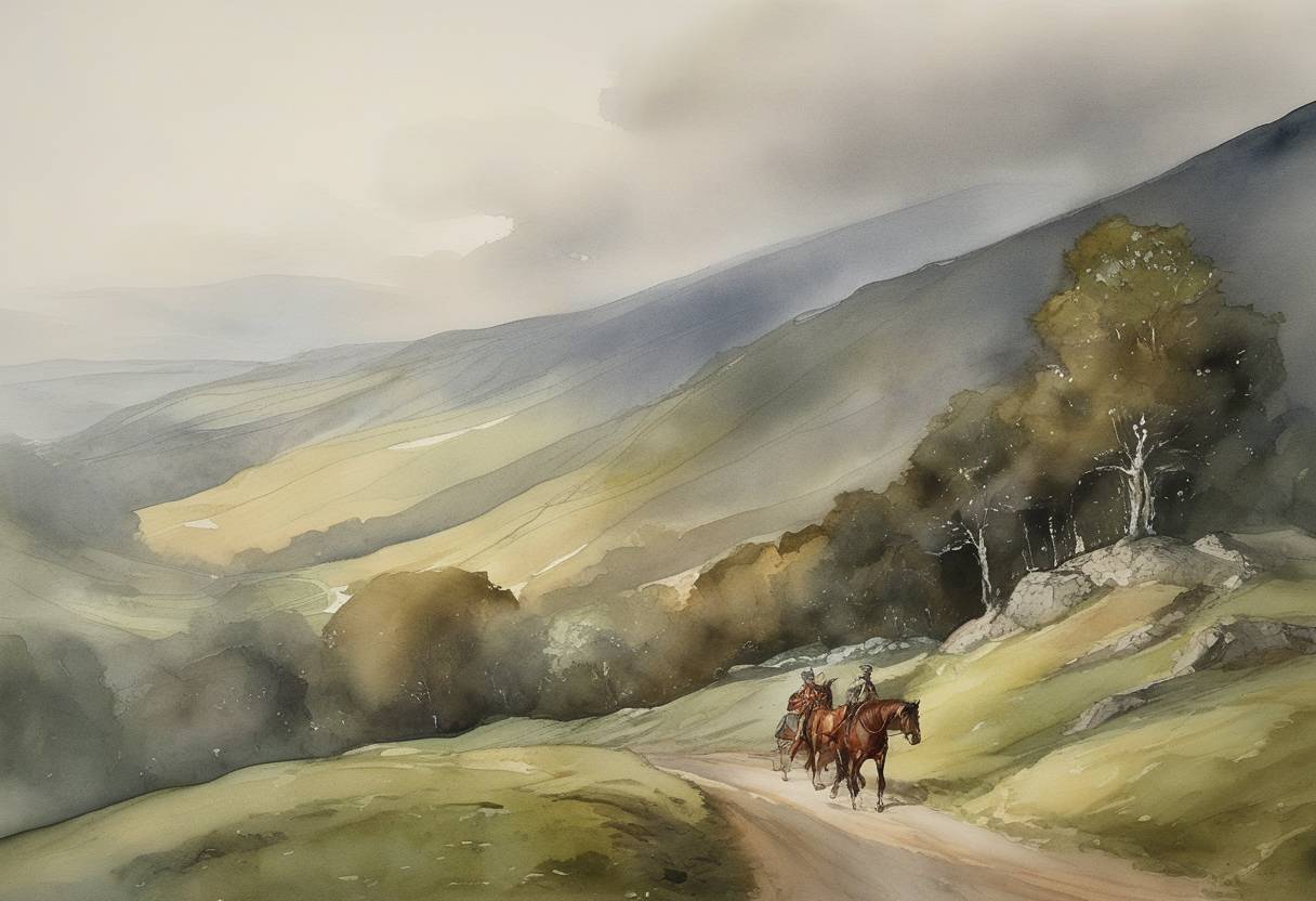 Watercolor painting based depiction of Cadwaladwr ap Gruffudd, a Welsh prince, died. His death marked a significant point in the lineage of Welsh royalty and the historical chronicles of Wales. (106)
