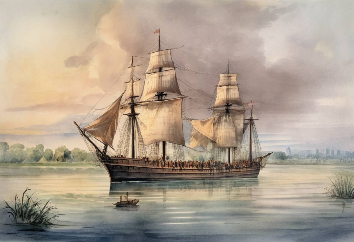 Watercolor painting based depiction of Lewis and Clark Expedition returned to St. Louis after exploring the Pacific Northwest. (1806)