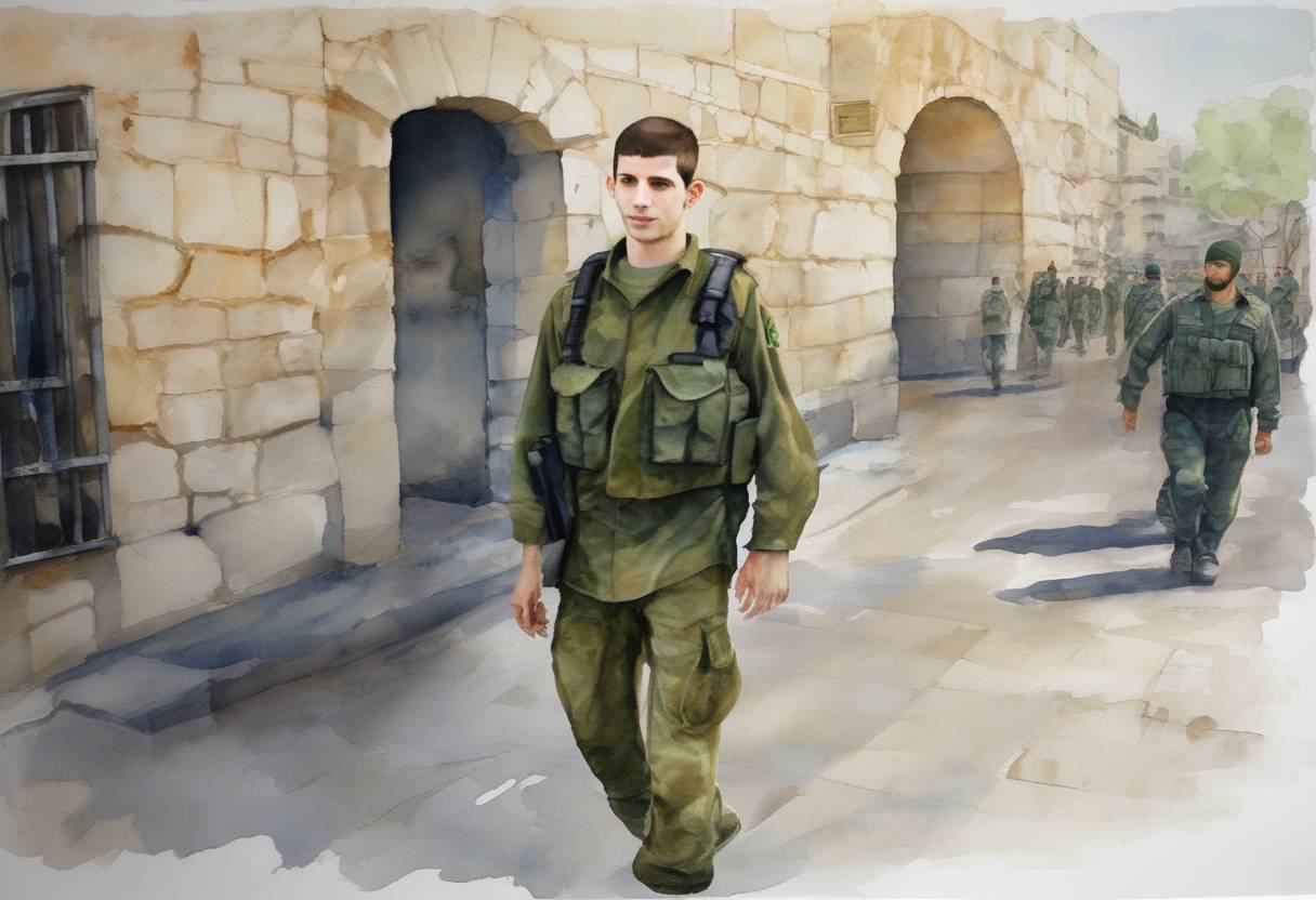 Watercolor painting based depiction of Gilad Shalit, an Israeli soldier captured by Hamas militants in 2006, was released in a prisoner exchange deal. Israel released 1,027 Palestinian prisoners in exchange for Shalit. (2011)