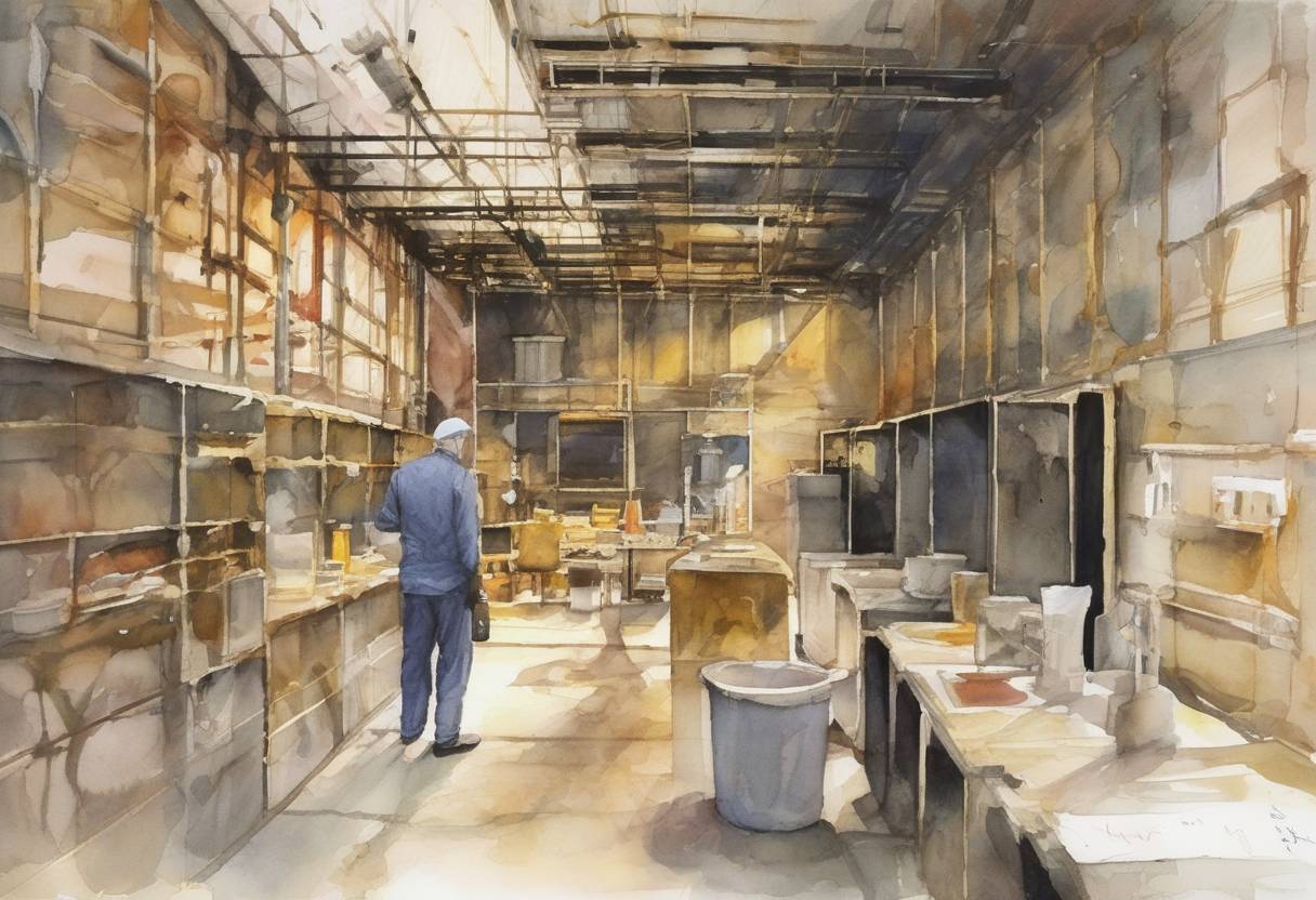Watercolor painting based depiction of The International Atomic Energy Agency (IAEA) reported that Iran had resumed uranium conversion activities, heightening tensions over its nuclear program. This development led to increased international scrutiny and negotiations over Iran's nuclear ambitions. (2005)