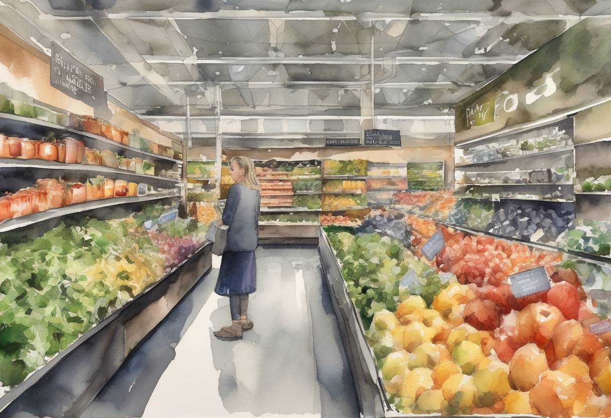 Watercolor painting based depiction of Amazon announced its acquisition of Whole Foods Market for $13.7 billion, marking a significant move into the grocery sector. (2017)