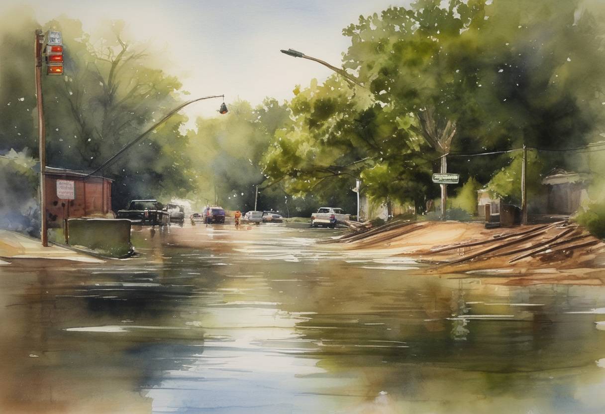 Watercolor painting based depiction of The U.S. Environmental Protection Agency (EPA) issued an emergency order against the city of San Juan, Texas, due to contamination detected in the public water system, affecting nearly 12,000 residents. (2008)