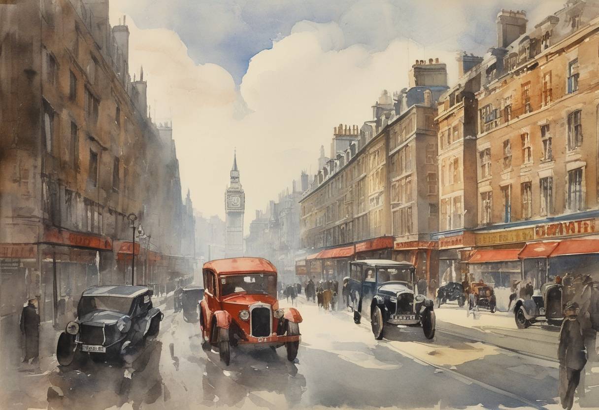 Watercolor painting based depiction of The United Kingdom recognizes the Soviet Union. (1924)