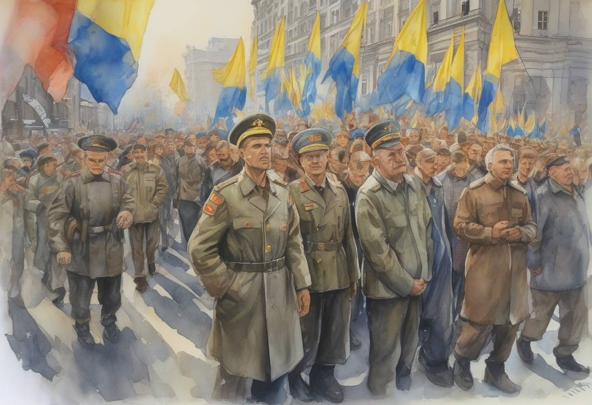 Watercolor painting based depiction of Ukraine held a referendum in which 90% of voters approved independence from the Soviet Union, leading to the formal dissolution of the USSR later that month. (1991)