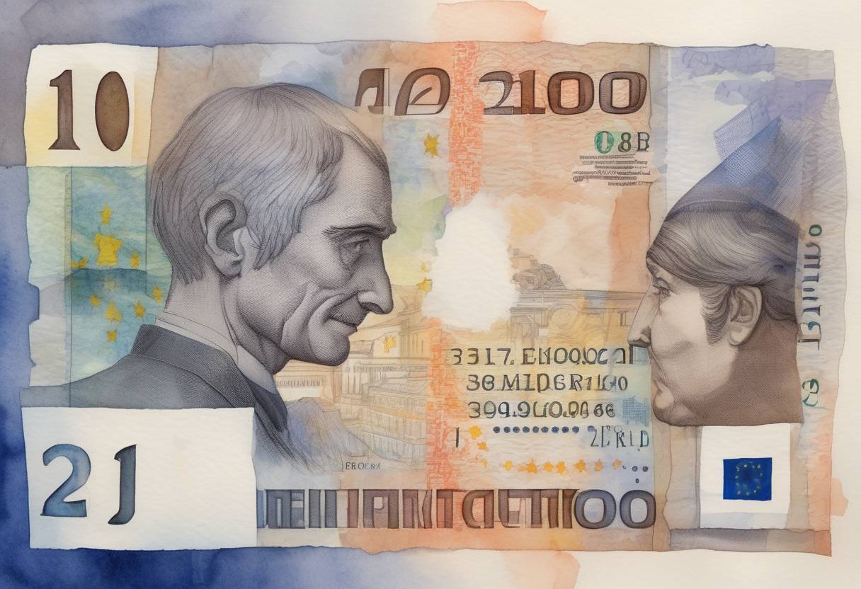 Watercolor painting based depiction of Croatia adopts the euro as its official currency and joins the Schengen Area, marking significant milestones in its European integration. (2023)