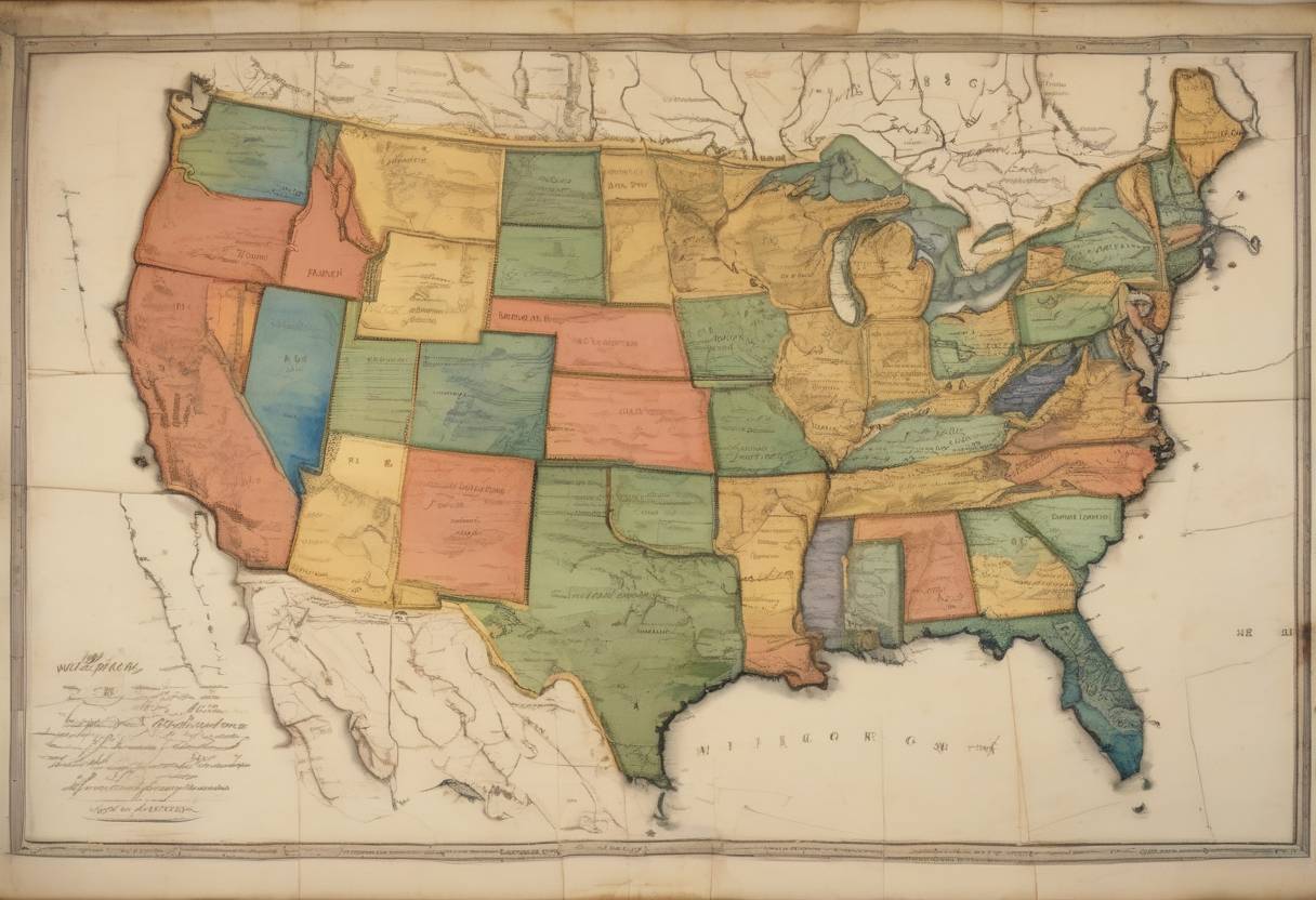 Watercolor painting based depiction of Maine was admitted as the 23rd state of the United States under the Missouri Compromise. (1820)