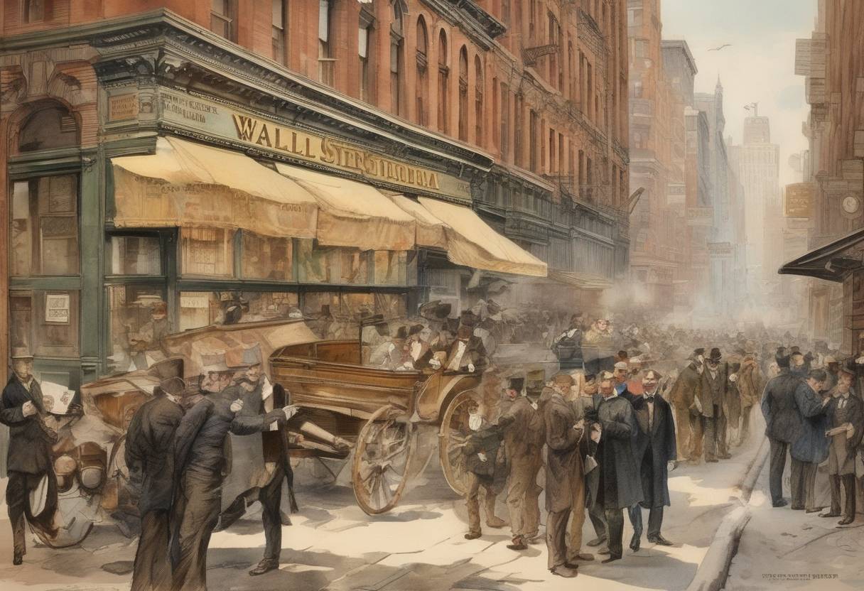 Watercolor painting based depiction of The first issue of The Wall Street Journal was published, becoming one of the most influential financial newspapers in the world. (1889)