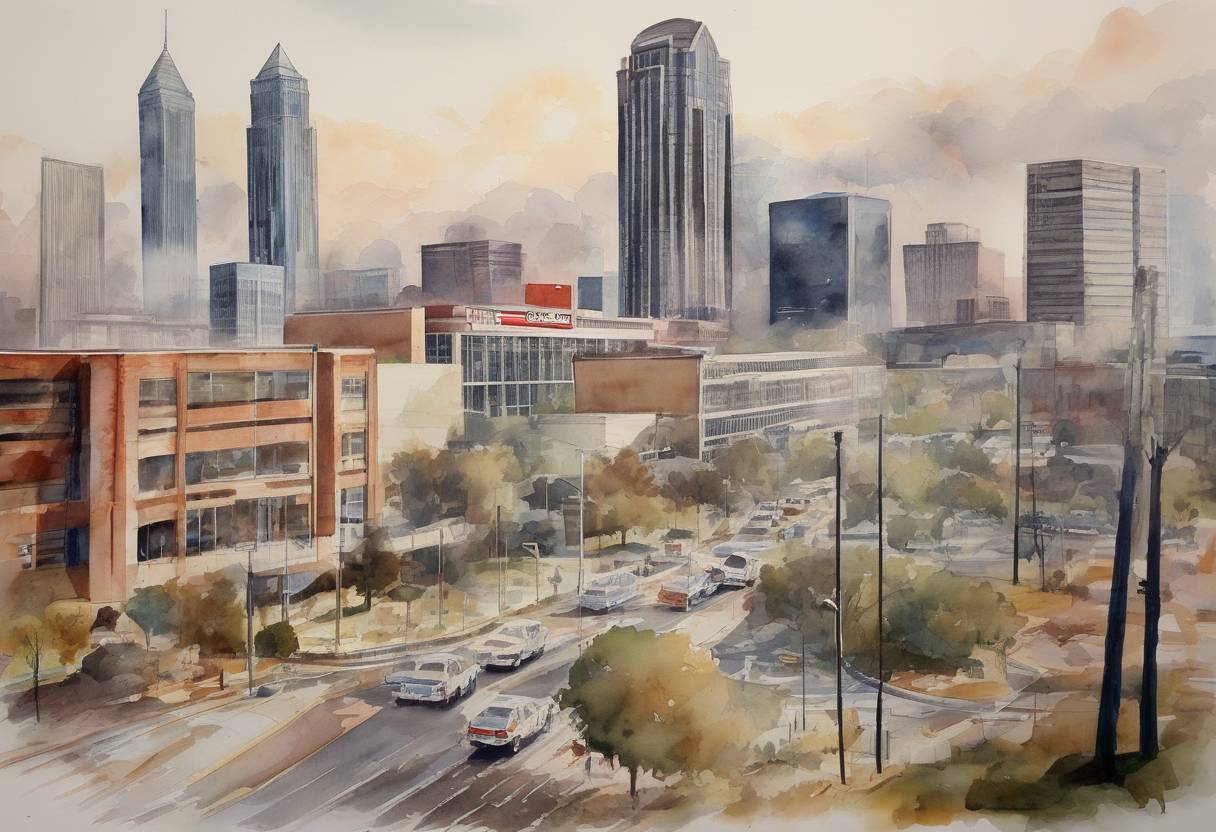 Watercolor painting based depiction of CNN (Cable News Network) launched, becoming the first 24-hour news channel and transforming the landscape of news media. (1980)