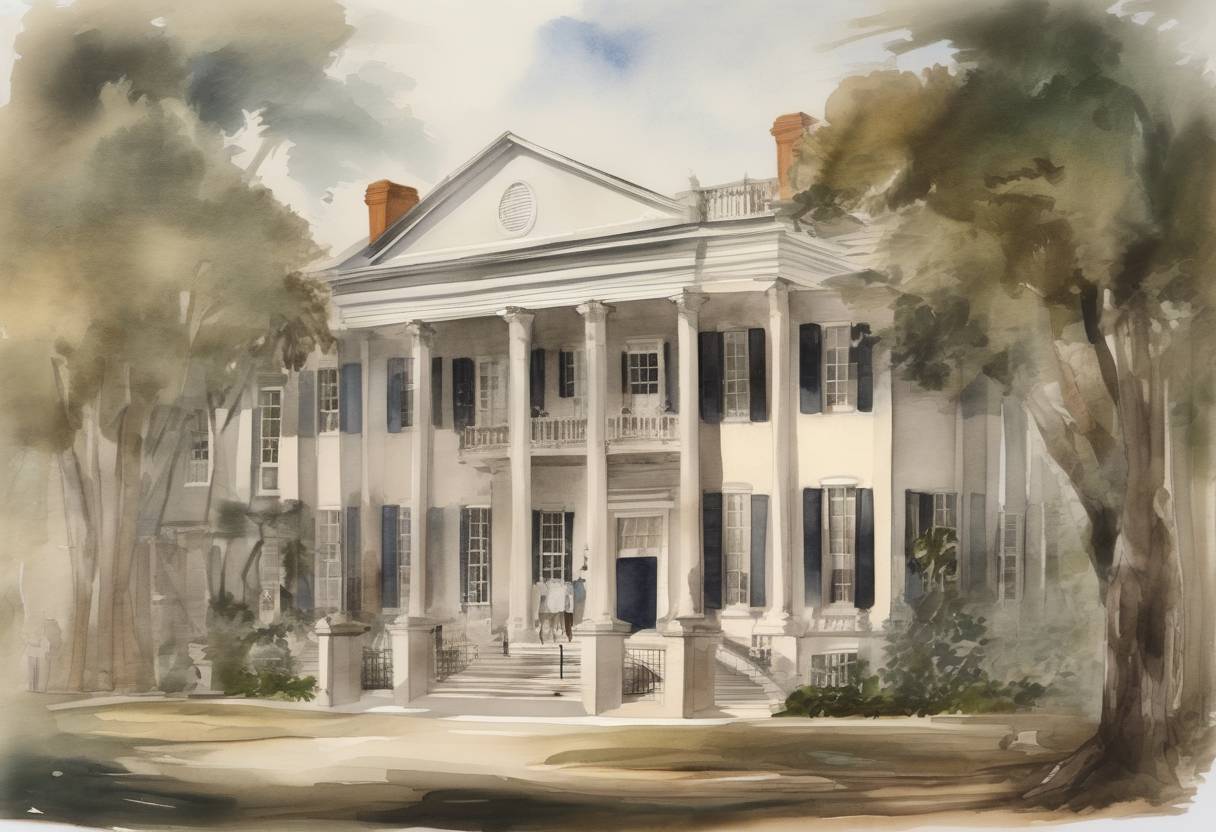 Watercolor painting based depiction of The first public Colonial American museum opens in Charleston, South Carolina. (1773)