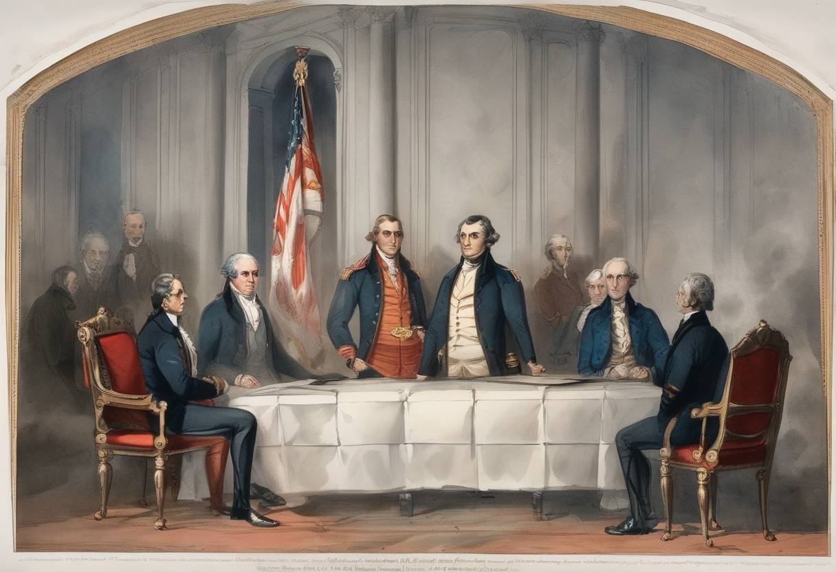 Watercolor painting based depiction of The Adams-Onís Treaty was signed, in which Spain ceded Florida to the United States. (1819)