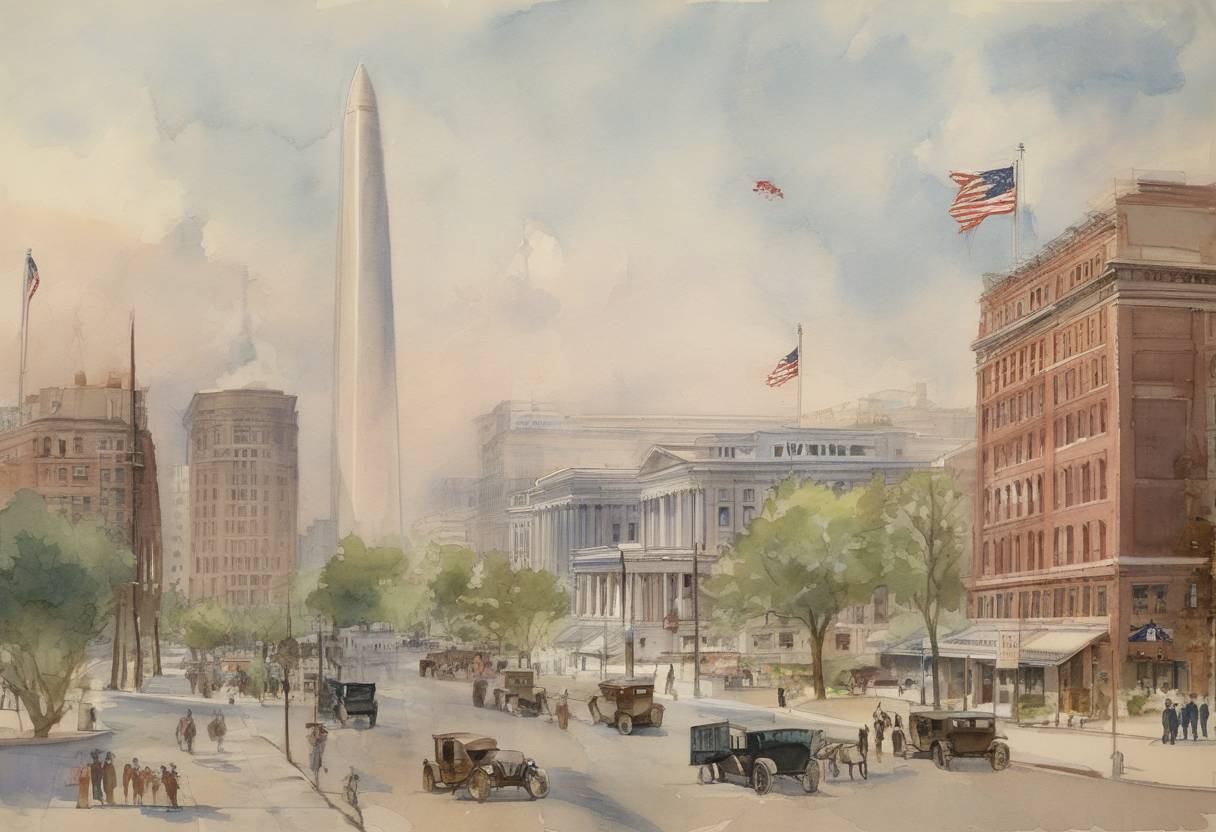 Watercolor painting based depiction of NACA, the predecessor of NASA, is founded in the United States. (1915)