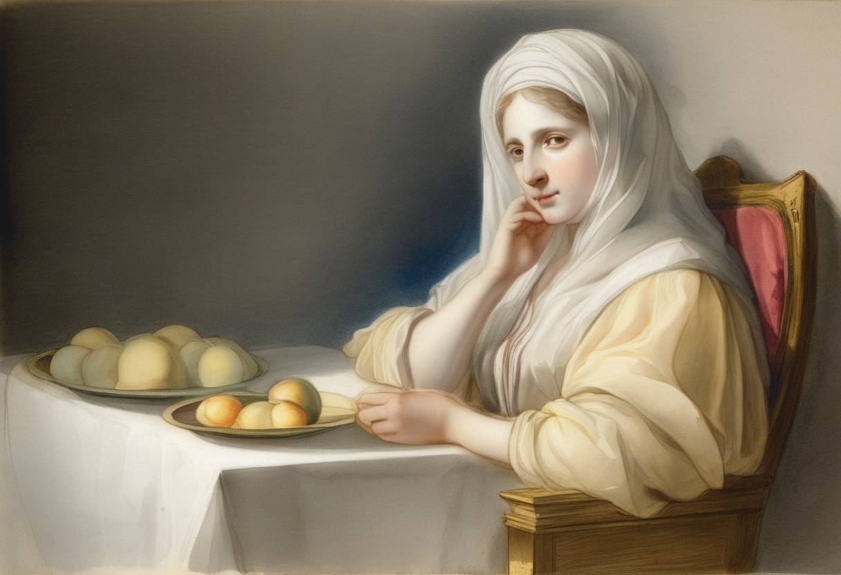 Watercolor painting based depiction of Beatrice Cenci, a young Roman noblewoman later known for her involvement in a notorious murder trial, was born. (1575)