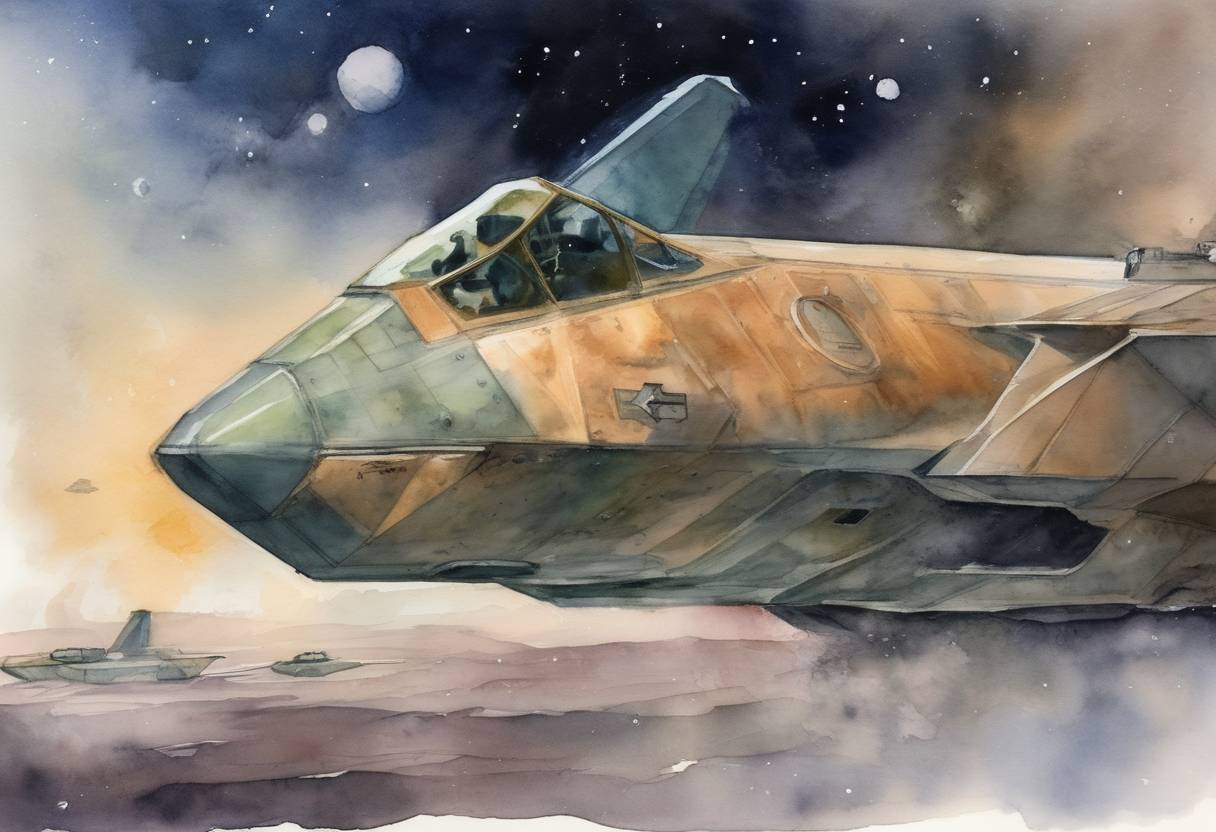 Watercolor painting based depiction of President Donald Trump directs the Pentagon to begin the process of establishing a Space Force as the sixth branch of the U.S. Armed Forces to ensure American dominance in space. (2018)