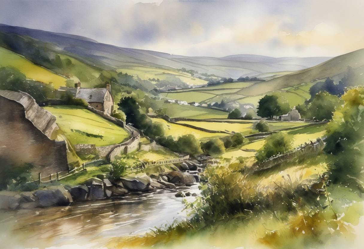 Watercolor painting based depiction of The Welcome to Yorkshire tourism agency was established to promote the tourism industry in Yorkshire, England. (2003)