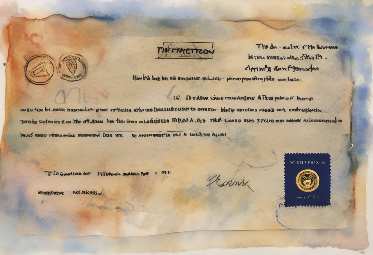 Watercolor painting based depiction of The first of several anthrax letters was mailed from Princeton, New Jersey, targeting media outlets and government officials in the United States. (2001)