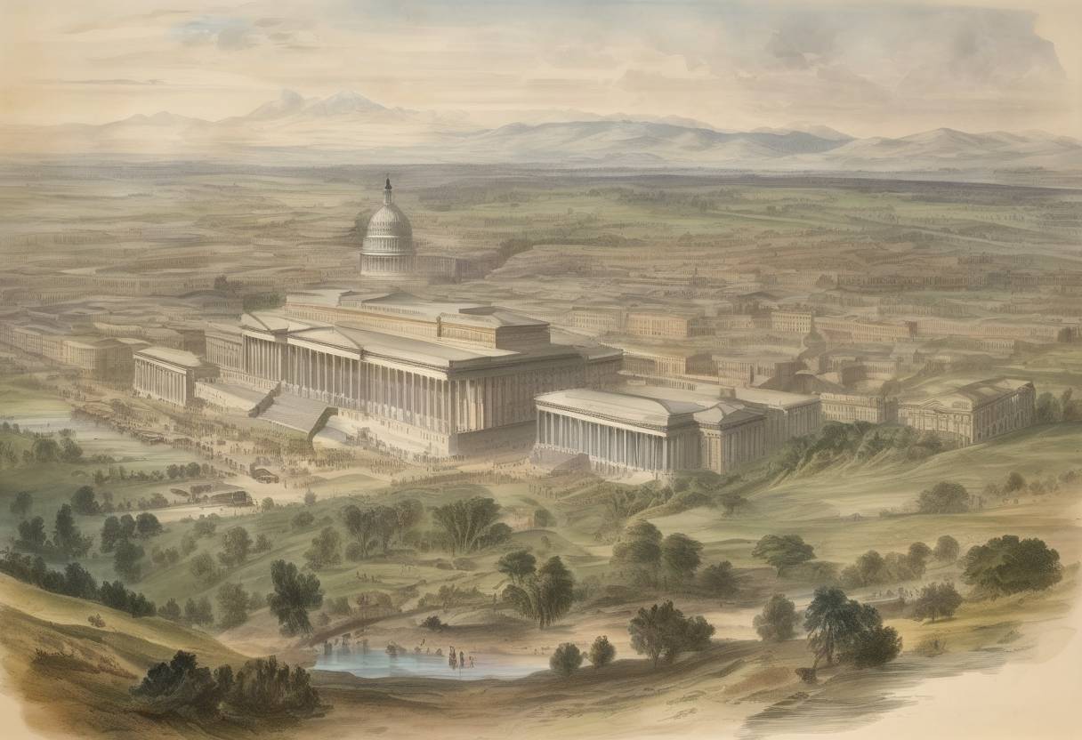 Watercolor painting based depiction of California was admitted as the 31st state of the United States as part of the Compromise of 1850. (1850)