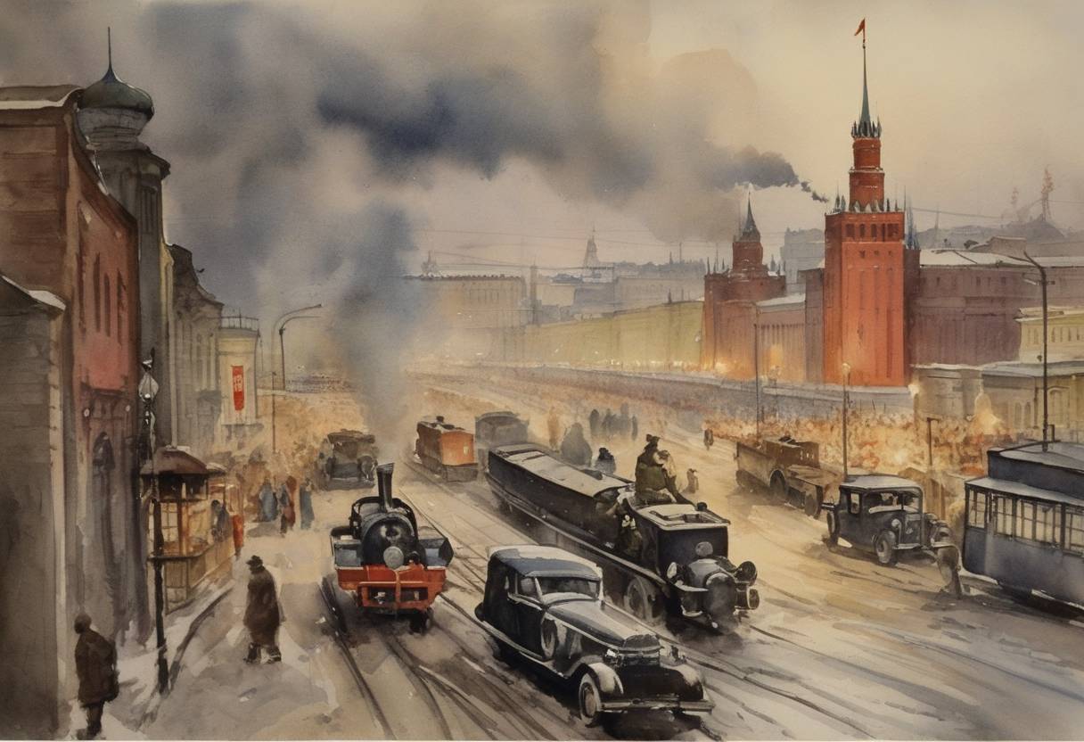 Watercolor painting based depiction of Josef Stalin consolidated even more power in the Soviet Union with the establishment of a five-year industrial plan that intensified the changes being made in the country's socio-economic landscape. (1934)