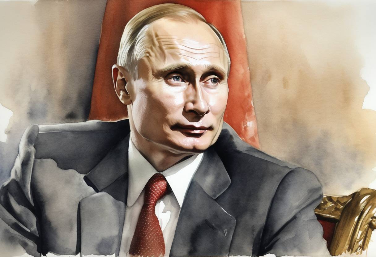 Watercolor painting based depiction of Vladimir Putin, the future President of Russia, was born. (1952)