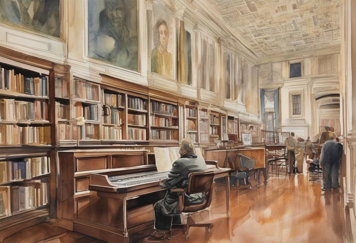 Watercolor painting based depiction of The first selections for the National Recording Registry are announced by the Library of Congress, recognizing significant sound recordings that are culturally, historically, or aesthetically important. (2003)