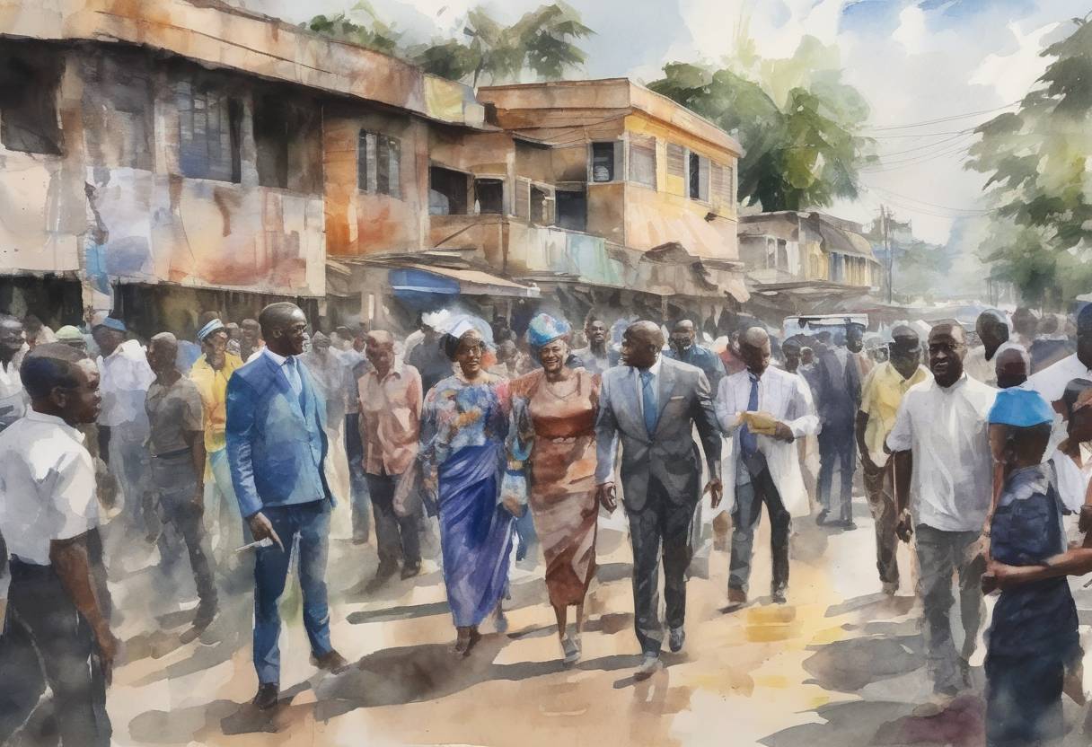 Watercolor painting based depiction of The Democratic Republic of the Congo held its presidential election, with results announced on January 10, leading to the election of Félix Tshisekedi as President. (2019)