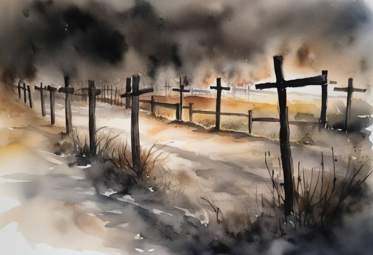 Watercolor painting based depiction of The International Holocaust Remembrance Day was observed worldwide with various virtual events due to the COVID-19 pandemic, marking the 76th anniversary of the liberation of Auschwitz-Birkenau. (2021)