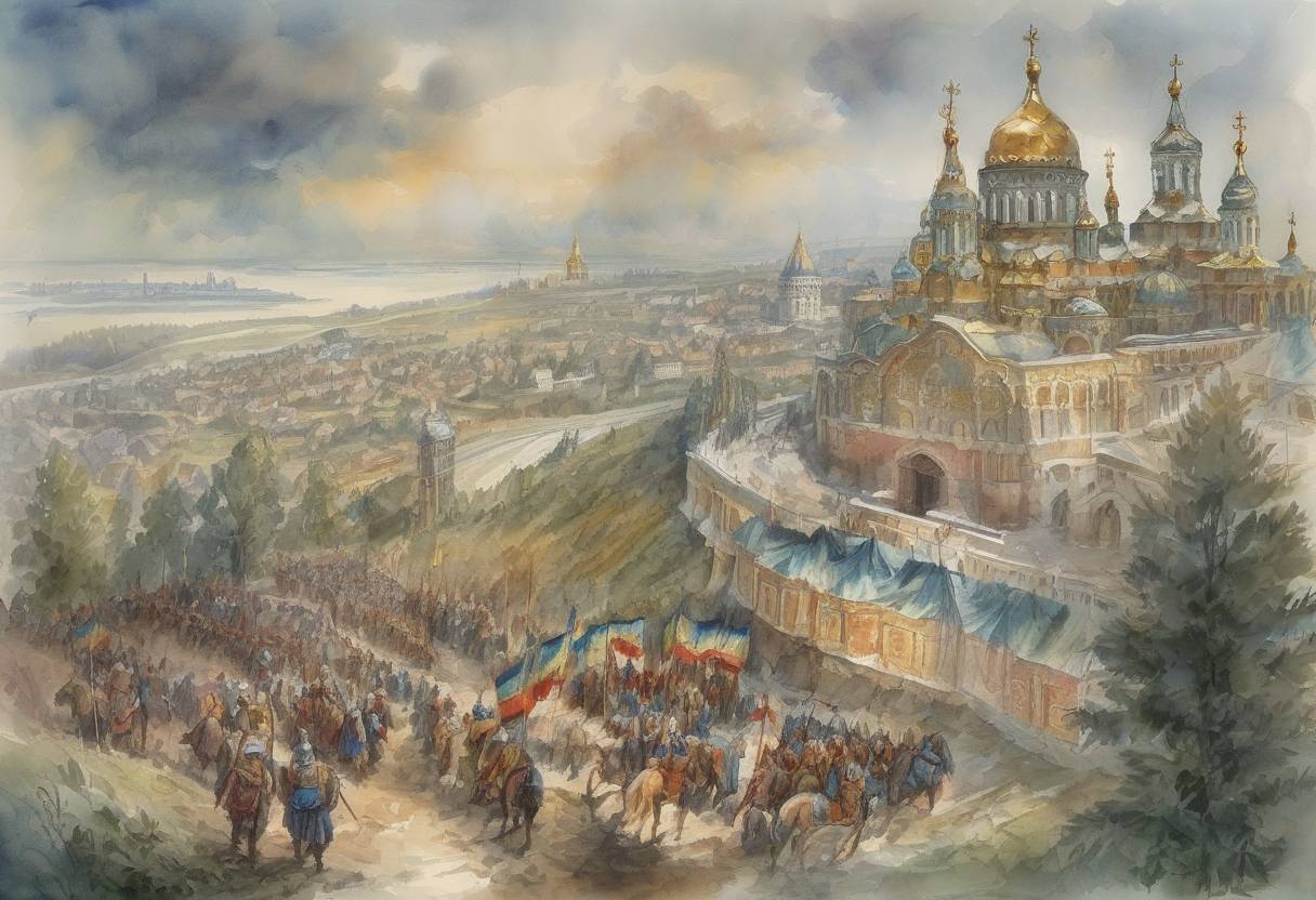 Watercolor painting based depiction of Vladimir the Great, the Grand Prince of Kiev, began his rule over the Kievan Rus', which would later lead to the Christianization of the region. (980)