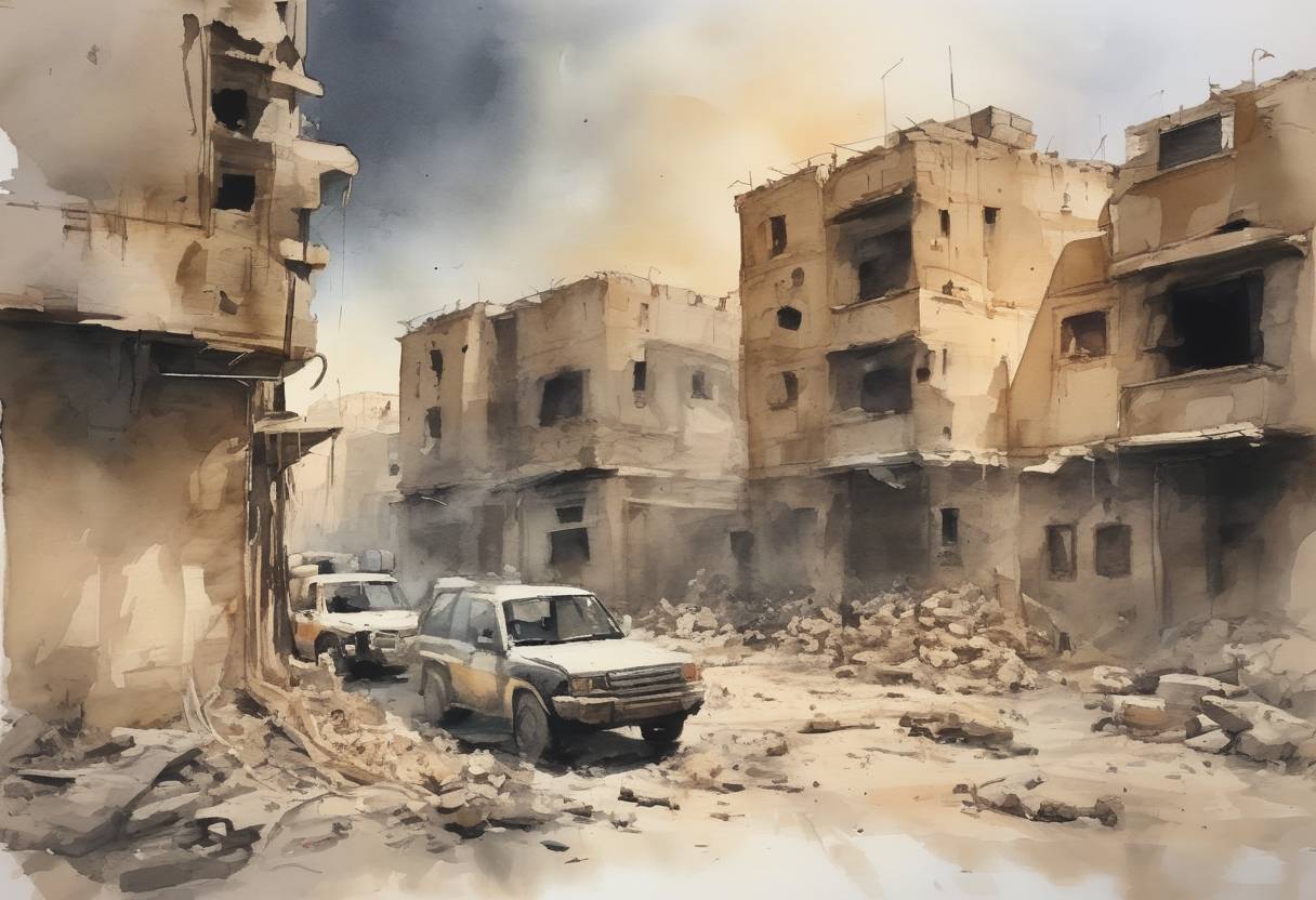 Watercolor painting based depiction of The United Kingdom conducted its first airstrikes against ISIS in Syria after the UK Parliament approved military action. (2015)