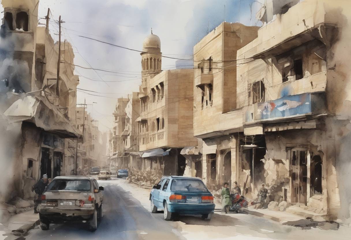 Watercolor painting based depiction of The Islamic State of Iraq and the Levant (ISIL) captured the city of Mosul, Iraq's second-largest city, marking a significant escalation in the Iraqi conflict and leading to a humanitarian crisis. (2014)