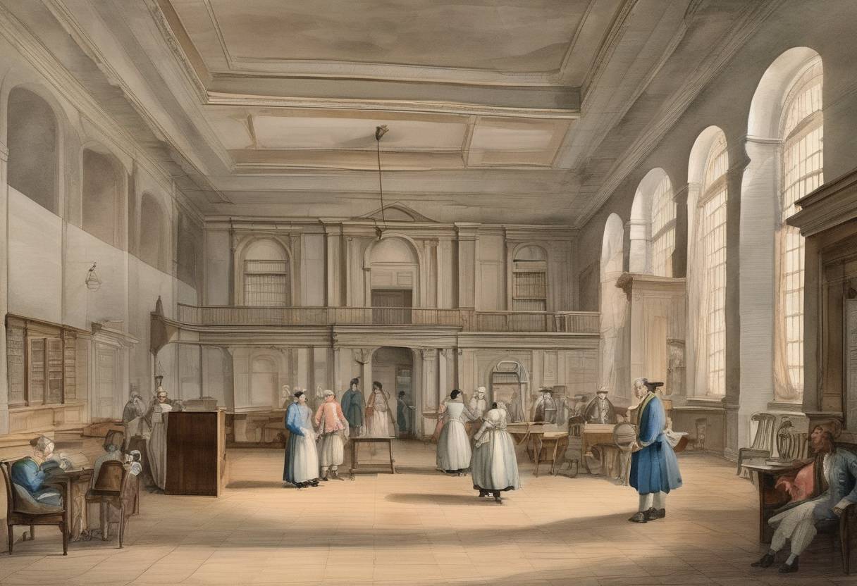 Watercolor painting based depiction of The first hospital in the United States, Pennsylvania Hospital, is opened. (1752)