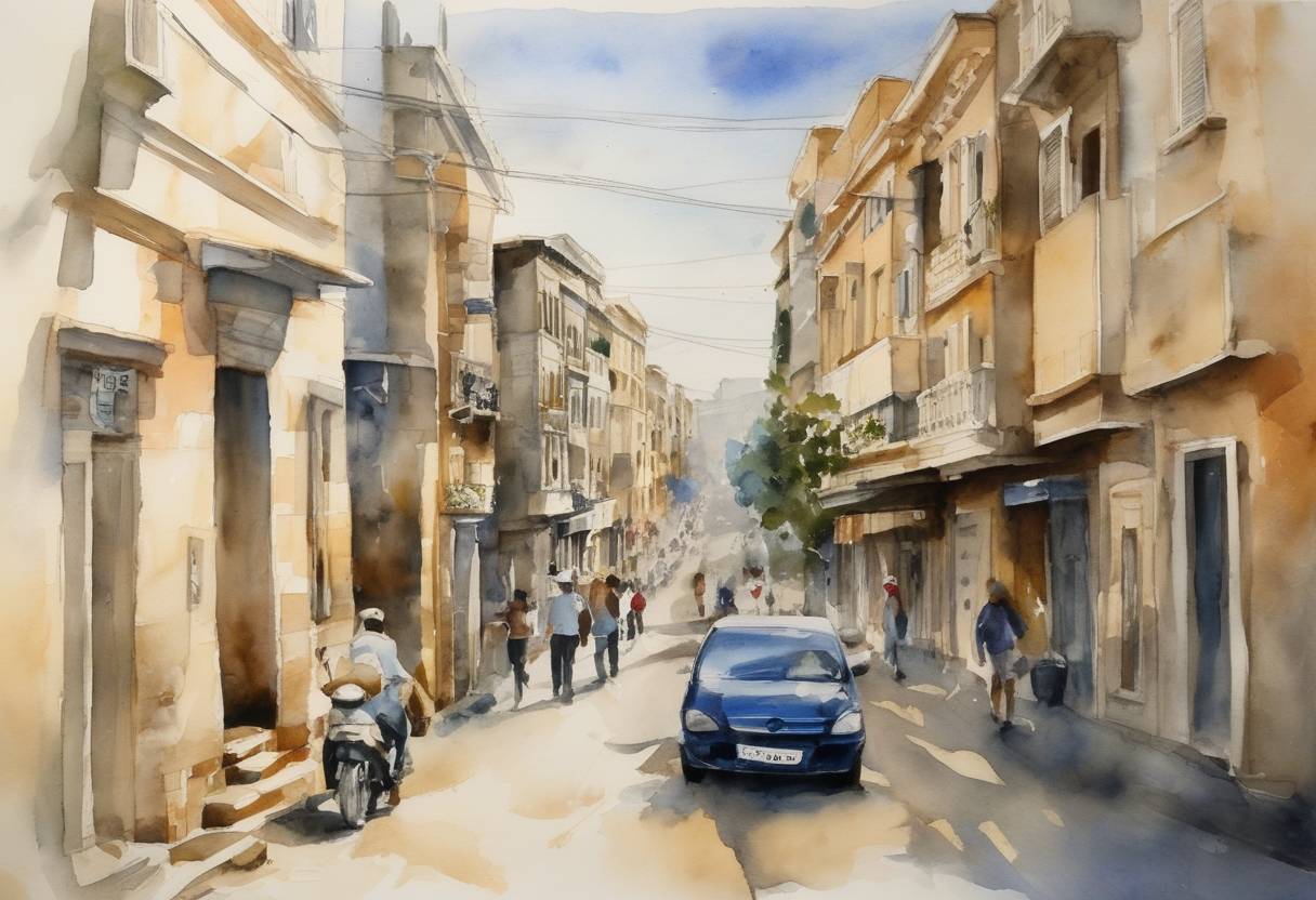 Watercolor painting based depiction of Standard & Poor's downgrades Greece's sovereign credit rating to junk status amid the Greek debt crisis. (2010)