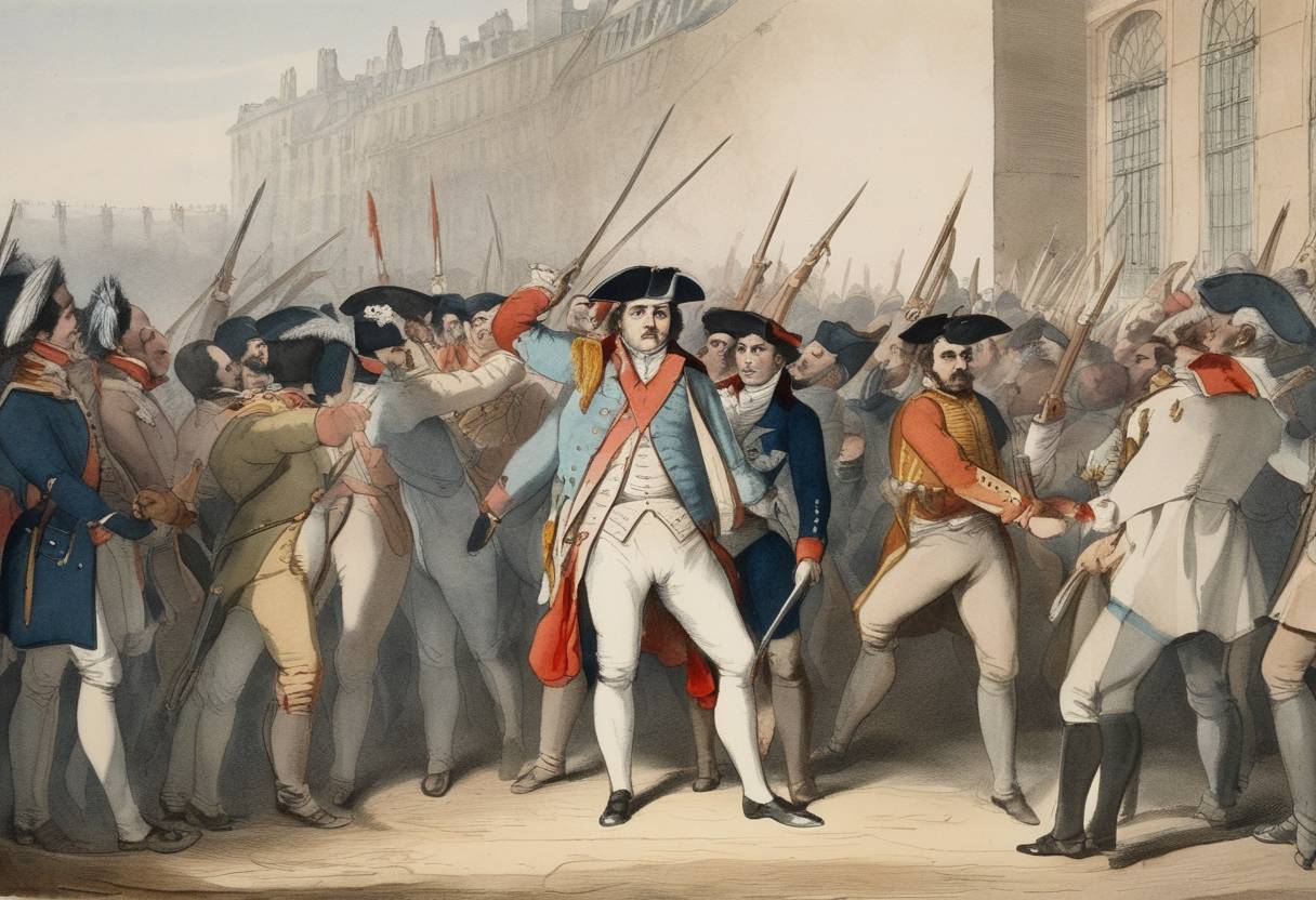 Watercolor painting based depiction of Execution of the Girondists: Twenty-one leaders of the Girondin political faction are executed during the French Revolution. (1793)