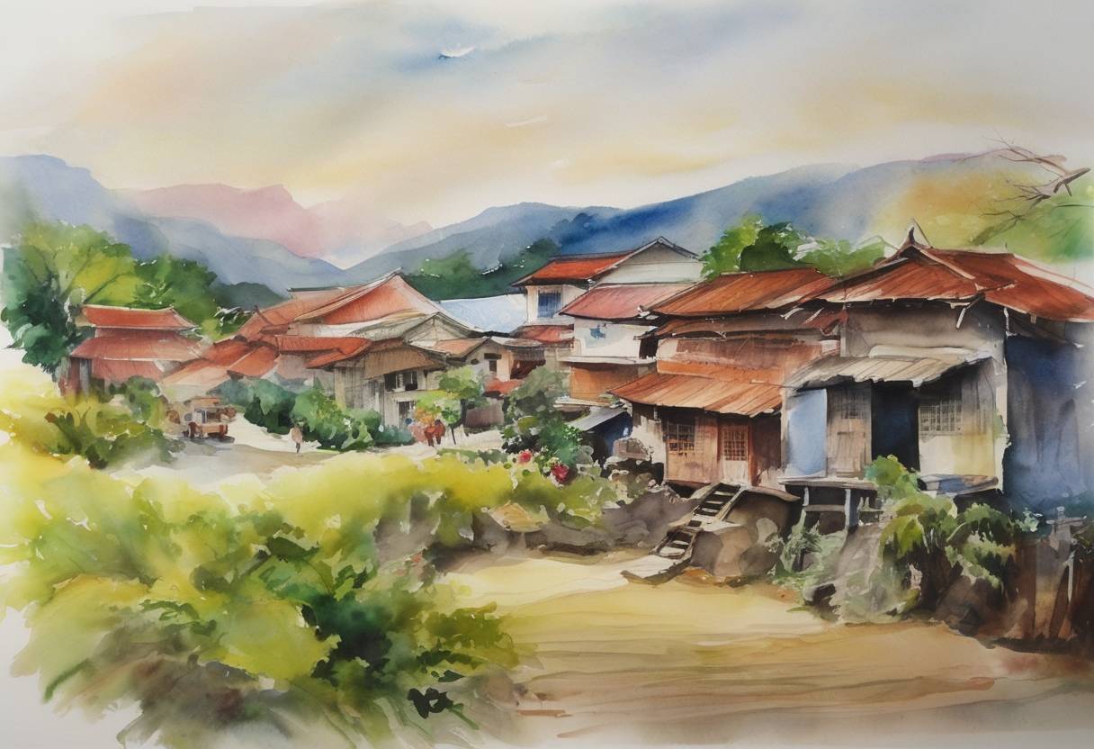 Watercolor painting based depiction of South Korea signs a free trade agreement with the Association of Southeast Asian Nations (ASEAN) in Cebu. (2007)