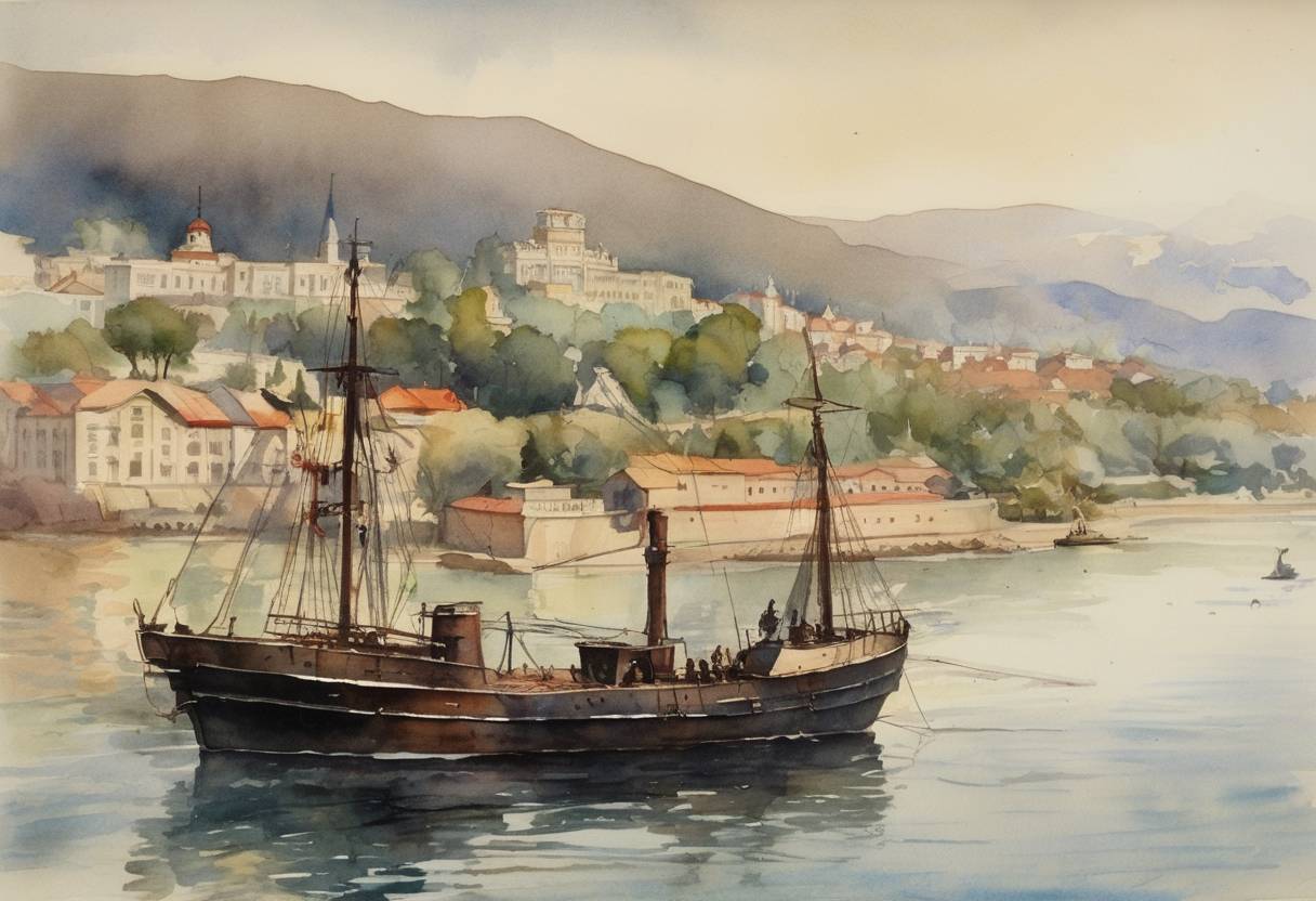 Watercolor painting based depiction of The Crimean Autonomous Soviet Socialist Republic was established within the Russian Soviet Federative Socialist Republic. (1921)