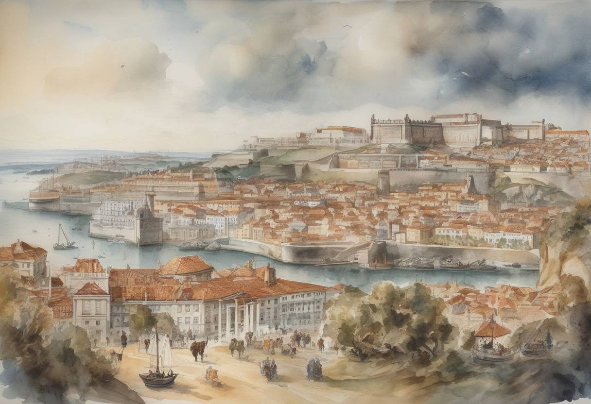 Watercolor painting based depiction of Portugal regained its independence from Spain after 60 years of Iberian Union, with the accession of King John IV. (1640)