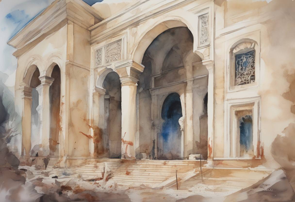 Watercolor painting based depiction of A terrorist attack at the Bardo National Museum in Tunis, Tunisia, resulted in the deaths of 22 people, including 20 foreign tourists. The attack was claimed by the Islamic State group and highlighted the ongoing threat of terrorism in North Africa. (2015)