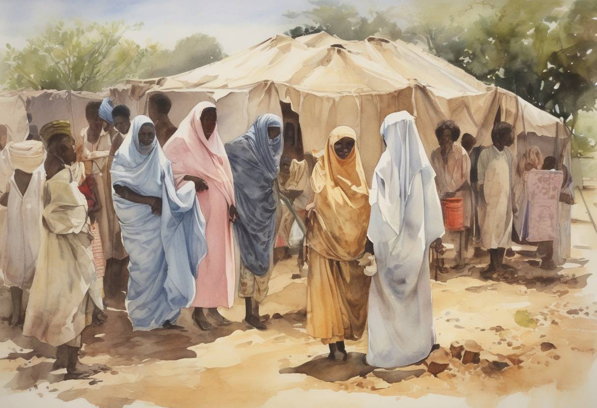 Watercolor painting based depiction of The last natural case of smallpox was diagnosed in Merca, Somalia, marking a major milestone in the eradication of the disease. (1977)