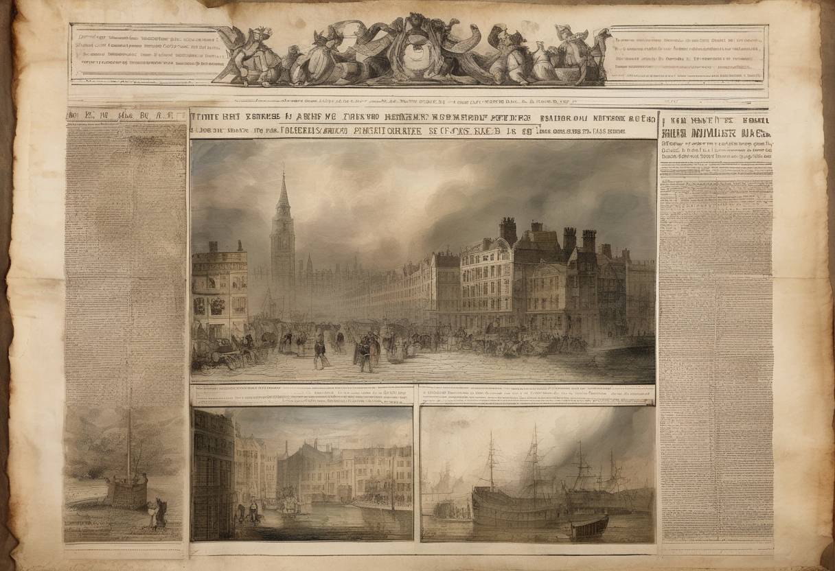 Watercolor painting based depiction of The first edition of The Observer, the world's first Sunday newspaper, is published in London. (1791)
