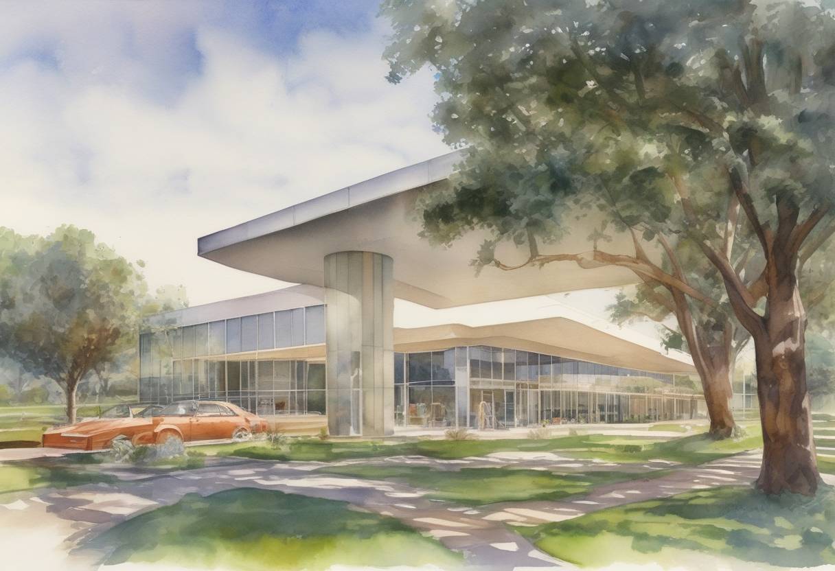 Watercolor painting based depiction of Apple Inc. was founded by Steve Jobs, Steve Wozniak, and Ronald Wayne in Cupertino, California, marking the beginning of one of the world's most influential technology companies. (1976)